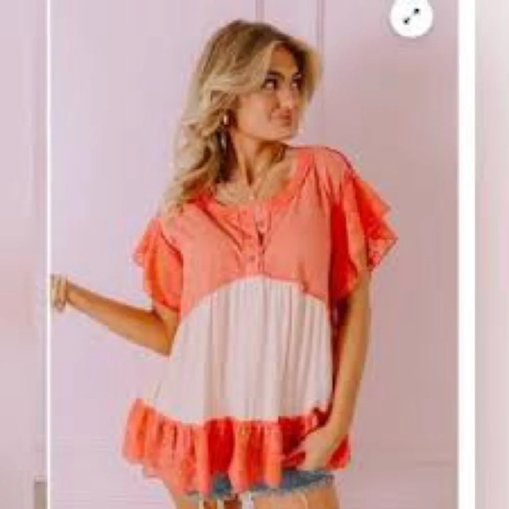POL Lace Flutter Sleeve Summer Babydoll Top Oversized Large - Picture 3 of 9